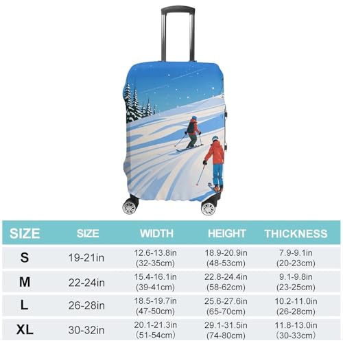 Winter Sports Ski Theme Luggage Cover Elastic Suitcase Protector Case Anti-Scratch Washable Baggage Covers Protector For Traveling, Aircraft Consignment L2
