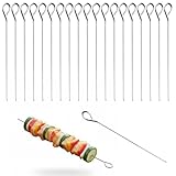 ARYIMYDP Juego de 20 Piezas Pinchos para Barbacoa Reutilizables, Brochetas y Palillos de Acero Inoxidable para Carne, Pollo, Camarones, Frutas, Palillos para Gildas, Perfecto para Amantes de la Carne
