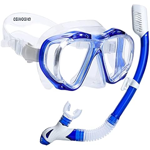 Dizokizo Snorkel Set Adults Snorkel Mask 180 Panoramic View Anti-Fog Anti-Leak Adjustable Straps Easy Breathing Diving Mask for Scuba Swimming Diving Cover