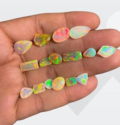 Gemworldjaipur Opal Cut, Aaaa Quality Natural Ethiopian Opal Faceted Loose Gemstones Lot, Natural Ethiopian Opal Cut Loose Gemstones Lot For Jewellery Making (4-6 Mm 5 Ct 15-20 Pc) #TOP1