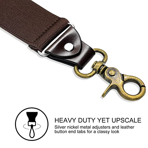 Image of Suspenders for Men, Adjustable Suspenders Gold Clip with Elastic Straps Y-Back Construction Heavy Duty for Work