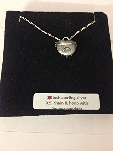 Pendentif chaudron R3 étain collier argent 925 66 cm pour style gothique et païen