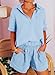 Dokotoo Women's 2 Piece Outfits Sets Summer Fashion Daily Workout Tracksuit Jumpsuit Ladies Solid V Neck Short Sleeve Shirts Tops and High Rise Shorts Lounge Sets Cute 2pc Sweatshirts Sky Blue XL