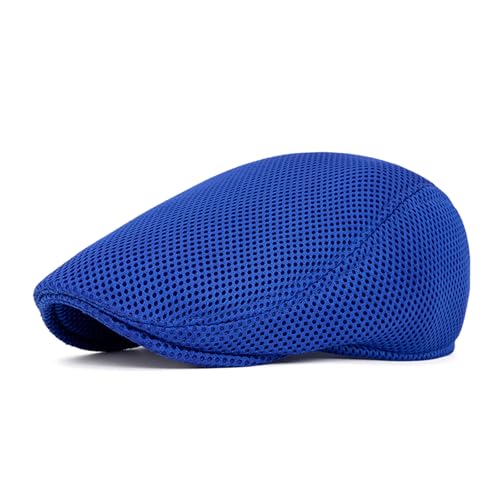 Image of meioro Men's Mesh Flat Cap Summer Breathable Newsboy Hats Beret Ivy Cap Gatsby Irish Cabbie Driving Hat Full Head Wrap