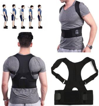 DEVCOMM Generic Fully Adjustable Hunchbacked Posture Corrector Back Magnets Support Brace Shoulder Band Belt (M), Free Size
