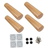 Uonlytech 4 Gambe Per Mobili in Legno Massello 5x12 Mm Gambe Di Ricambio Ad Angolo Alto Per Divano Mobiletto Tavolo Tv Mobili Da Ufficio Piedini in Legno Di Quercia in Stile Nordico.