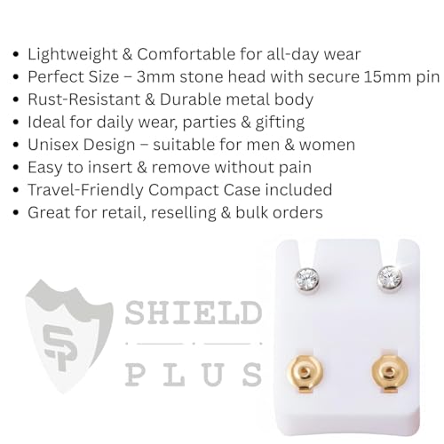 Image of Ear Studs for Ear Piercing Gun, Stainless Steel Studs Randomly Mixed Color 4Mm Rhinestone Stud Earrings Set Hypoallergenic Surgical Steel Baby Earrings (24 Pieces)
