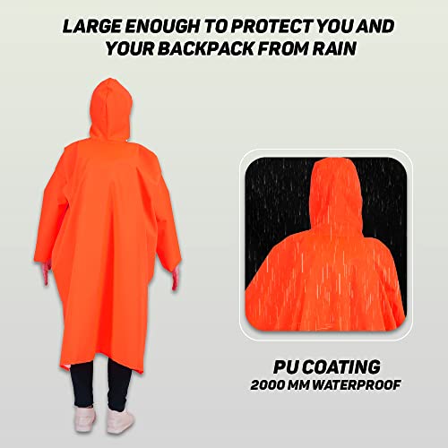 Image of ROCKSPORT Unisex Hooded Rain Poncho for Adult,Waterproof, lightweight,Reusable& Packable, One Size Fits Most, Free Size