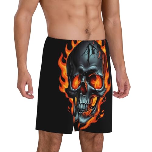 Novastar Mens Pajama Pants - Flame Metal Skull Sleep Comfy Shorts Men Pajama Shorts, Pj Pants for Mens Lounge Shorts