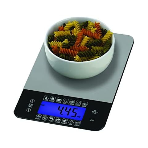 SmartHeart Digital Kitchen Food Scale with Calorie & Carb Calculator Stainless Steel | Precision Measurements | Unit conversions: oz, lbs, g, ml | 14 pre-Set Foods Cover
