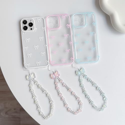 NITITOP Compatible with iPhone 15 Pro Max Case Cute Clear Durable Ribbon Bow Knot Pattern for Girls Women Bowknot with Chain Wrist Strap Soft TPU Shockproof Protective Phone Cover - White2 by NITITOP - Used condition - Image 6