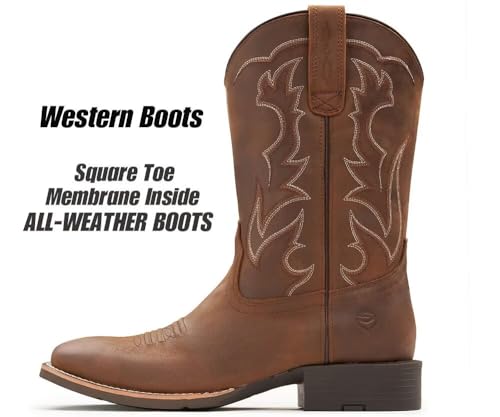 Cowboy Boots - Mens Sport Wide Square Toe Western Boot,Oil/Slip Resistant,Durable Fashionable Classic Pull on 10 Inch Wellington Boots2