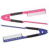 Beavorty ヘアストレートコーム 簡単に髪整える 女性用コームストレートアイロン アソートカラー自宅やプロの美容室に最適 2個入りプラ製ヘアスタイリング用の櫛