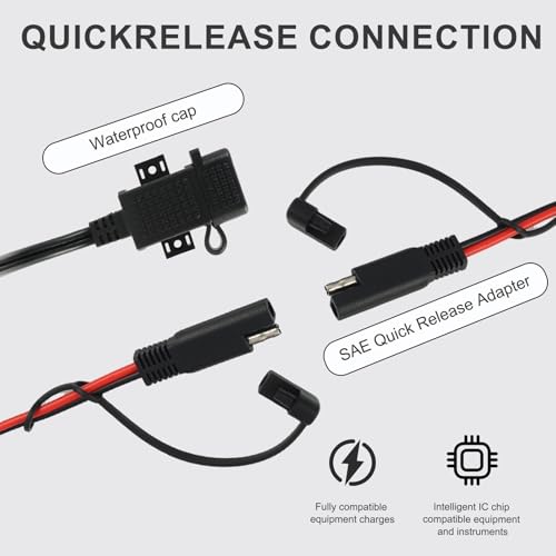 Riybyds 3.1Amp Adaptador Cargador para Moto, Cargador USB Moto, Convertidor SAE a USB, Dispositivos de carga SAE, Compatible Teléfonos, GPS y Cámaras Deportivas, Capuchón Impermeable, Entrada 12-24V - imagen 5