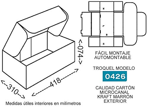 Pack 50 cajas para envíos 418x310x074mm. Caja automontable. Caja cartón Kraft. Montaje muy fácil y sencillo.Apta para envíos postales. Ultraresistentes. Ideal para tiendas online