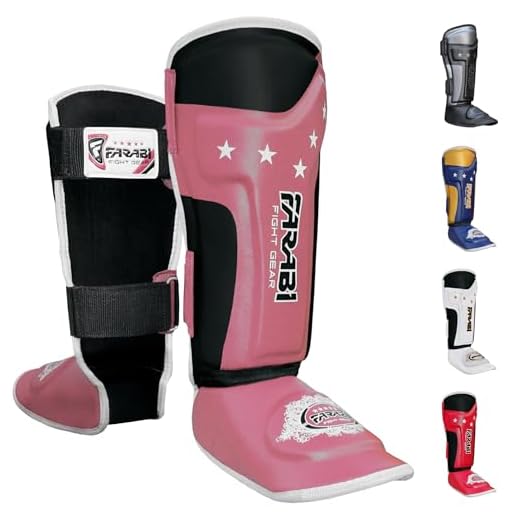 Farabi Sports Kinder schienbeinschoner Kickboxen shin Guards MMA, Muay Thai schienbeinschützer – Shin Instep Protection für Training, Sparring, Boxausrüstung und Kampfsport (Pink)
