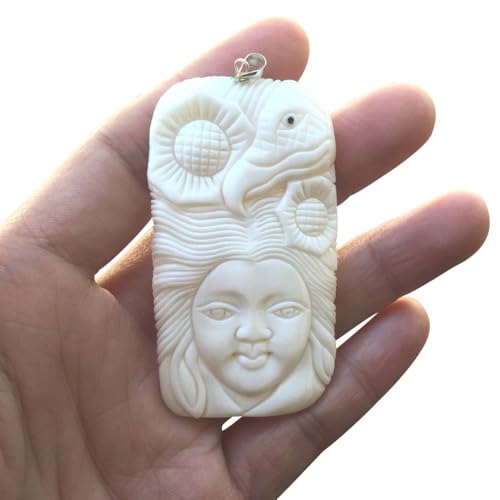 Adabele 1pc Beautiful Eagle & Sun Goddess Hand Carved White