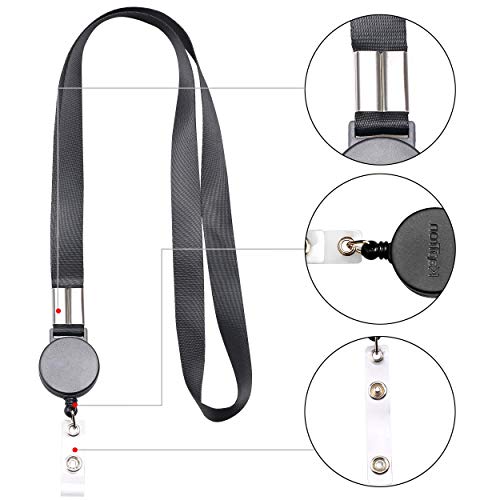 Lanyard With Id Holder (2 Pack) 20 Inch Flat Polyester Id Lanyard With Retractable Badge Reel And Vertical Name Badge Holder For Offices Id, School Id, Driver Licence (2) #TOP1