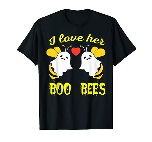 I Love Her Boo Bees Halloween Matching Couple Costume T-Shirt