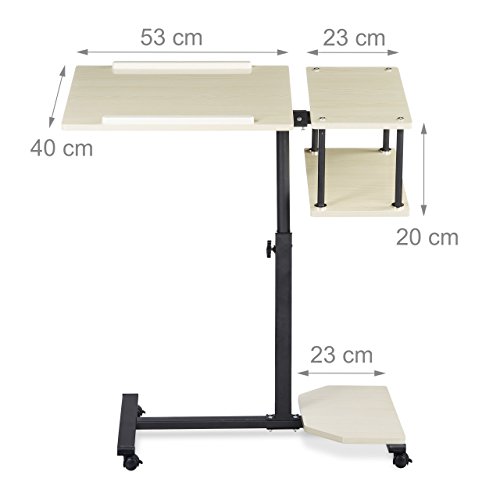 Table ordinateur portable hauteur réglable bois support laptop roulettes - 5