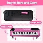 Cadeaux pour 1 Les filles de l'année, Jouets de piano rose bébé pour 1-3 ans, 37 Clés Musical Piano Clavier avec Microphone, Premier anniversaire des jeunes enfants de 12 à 18 ans