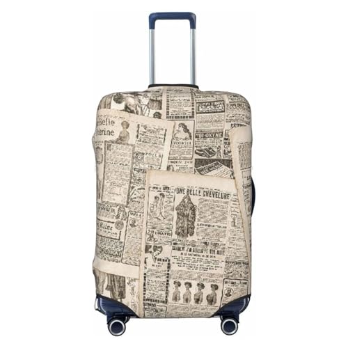 HNZFSXC Newspaper Nostalgic Aged Pages With Antique Advertising Fashion Magazines Print Luggage Lid, Washable Protective Luggage Cover - Travel Elastic Fiber Luggage Cover Large