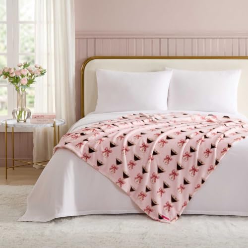 Image of Betsey Johnson - Reversible Throw Blanket, 50 x 70, Ultra Soft Plush Blanket for Blanket for Bed & Couch, Betsey Martini Pink