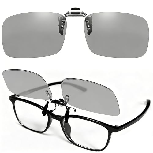 HIVTE Gafas de sol con clip fotocromáticas con lentes grises adaptables a la luz, antirreflejo, para conducir de noche, protección UV400 para hombres y mujeres, uso diurno y nocturno