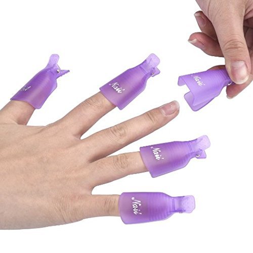 Himo 10Pc Plastic Acrylic Nail Art Soak Off Cap Clip Uv Gel Polish Remover Wrap Tool (Purple) #TOP2