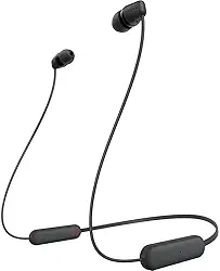 Sony Fones de ouvido intra-auriculares WI-C100 sem fio Bluetooth com microfone embutido, preto