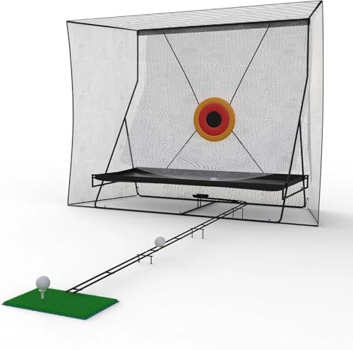 Virimolo Filet d'entraînement de Golf,avec cibles d'impact, trajectoire de Retour et Tapis de balles,pour intérieur et extérieur, 2,4x2,8m