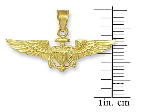Solid 10k Gold US Naval Aviator Wings Pendant Necklace3