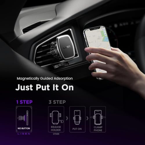 Image of LISEN for MagSafe Car Mount,360 Adjustable Vacuum Magnetic Phone Holders for Your Car, for iPhone 17 Pro Max 16 15 14 13 12 Plus Air for All Smartphones