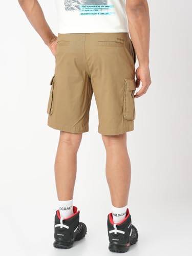 Image of Wildcraft Solid 6-Pocket Cargo Shorts, Comfortable, Regular Fit