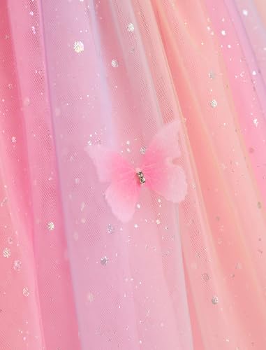 Image of IMEKIS Toddler Kids Girls Butterfly Dress Sparkle Sequins Tulle Wedding Formal Birthday Dresses 2-10T