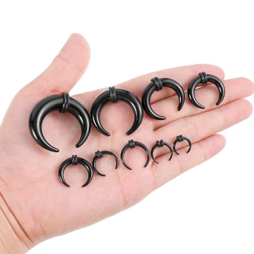 Lusofie 54 Stück Ear Gauges Stretching Kit Ohr-Stretching-Set 14g-0g Tunnel Dehnstäbe Set 1-10 Mm Acryl Pincher Tapers Septum Ringe Expander Plug Acrylic Ohr Ohrdehner Kit Für Damen Mädchen(Schwarz)