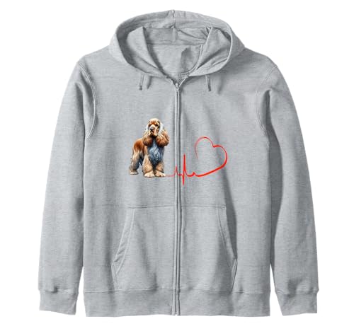 Inglés Cocker Spaniel Heartbeat EKG Divertido Dueño y Amante del Perro Sudadera con Capucha