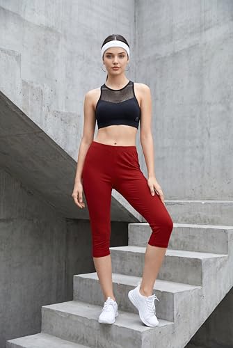 Image of TRASA Women's Cotton Capri Leggings, Stretchable 3 /4 Length Crop Pants, Comfortable, Plus