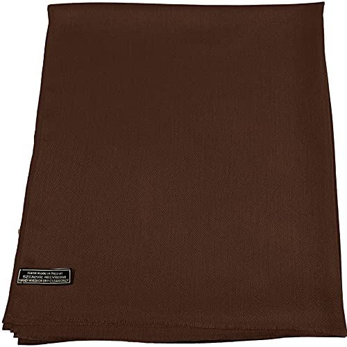CJ Apparel - CJ Apparel Marron Chocolat Echarpe de Pashmina en Châle Népalaise Solide Couleur Unie Conception Wrap Étole Secondes