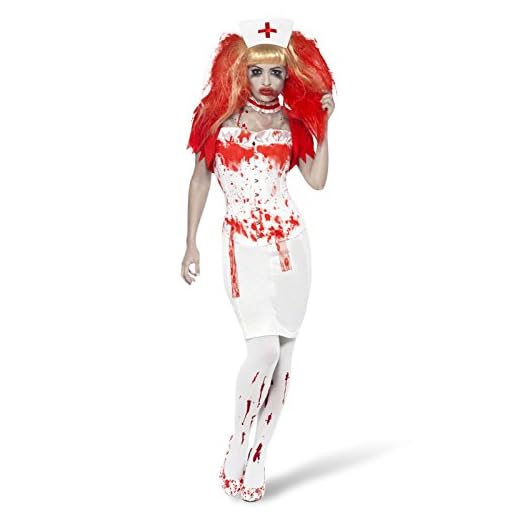 Blå sjuksköterska 5-tg skräck kostym set dam halloween klädsel Smiffys – S