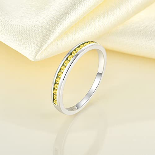 Yl Stackable Ring Sterling Silver Created Topaz Eternity Bands For Women-Size7 #TOP4