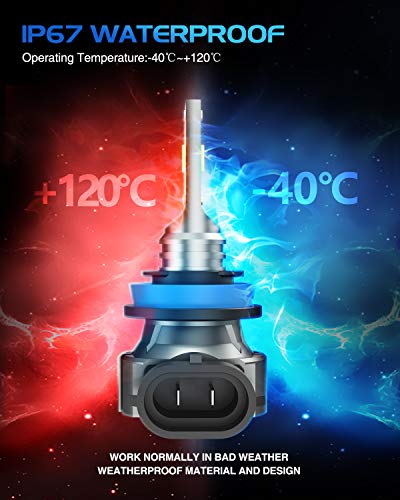 ZonCar H11 H8 Led Fog Light Bulb Yellow, 3000K 4000 Lumens Golden Yellow Fog Light Bulbs Super Bright H11 H8 H16 Fog Light High Power IP67 Waterproof LED Fog Light Bulb Replacement For Cars, Pack of 2 - Thumbnail 6