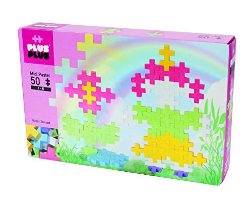 PLUS PLUS BIG- Open Play Set - 50 Piece - Pastel Color Mix, Construction Building Stem | Steam Toy, Interlocking Large Puzzle Blocks for Toddlers and Preschool