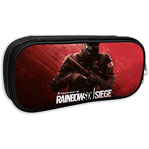 Estuche de lápices con doble cremallera escolar hengshiqi Bolsa de tela multifunción para mujeres, tema del juego Cartel del operador Rainbow Six Siege Organizador de marcador creativo para oficina