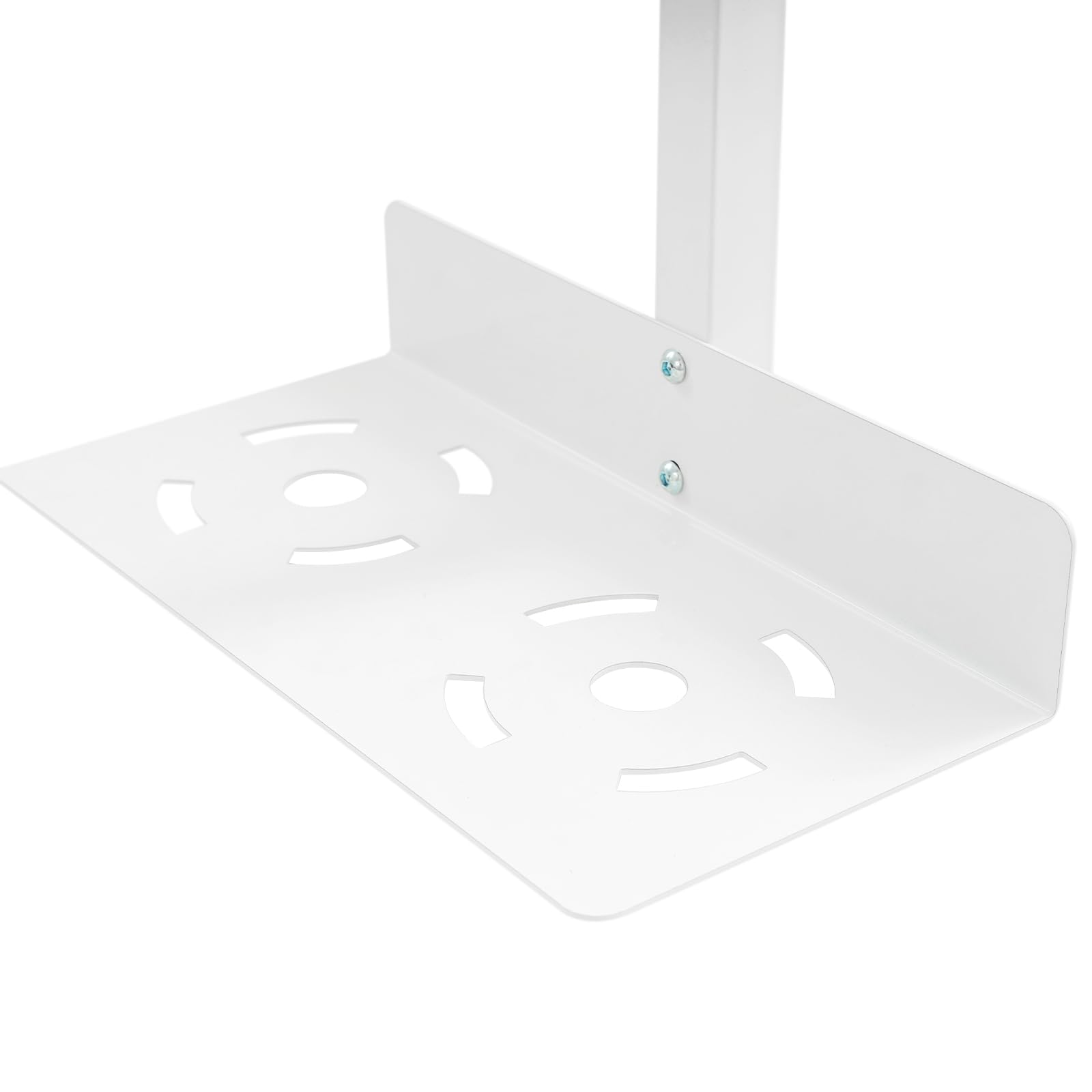 Support PC sous bureau, support PC réglable avec trous de refroidissement de plaque de base pour grands PC gamer, support mural pour PC, gain de place, capacité de charge 30 kg (blanc)