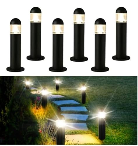 MOON-DE-AGE Low Voltage Landscape Pathway Lights, 12V LED Bollard Light IP67 Waterproof, Outdoor Driveway Walkway Wired Lights (Included Connector) – Yard Garden Lawn, 2700K Warm White, 6 Pack