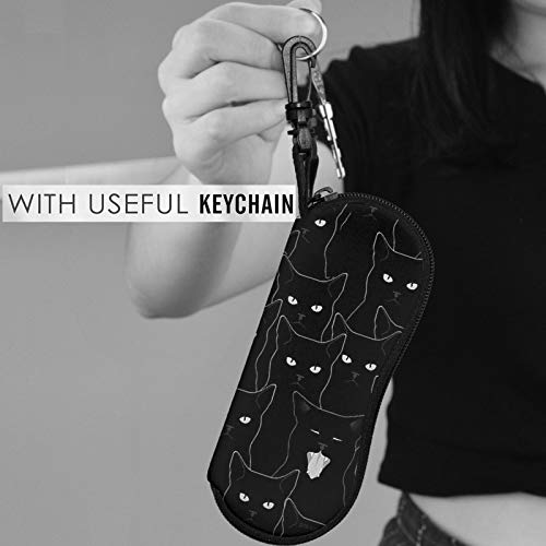 Ovpszfyo Black Cat Sunglasses Case Zipper Portable Glasses Case Box Soft With Belt Clip For Men Women Fashion Sports Large #TOP4