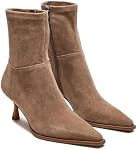 Goiphrri Bottes de cheville pour femmes Stiletto haut talon Botte pointée orteil court Bottes latérales Zipper Robe Kitten Talon Bottes élastiques mode tendance Bottes d'automne