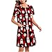 Women's Christmas Zipper Up Robe Short Sleeve Loungewear Dress Loose Nightgown Bathrobe Sleepwear with Pockets