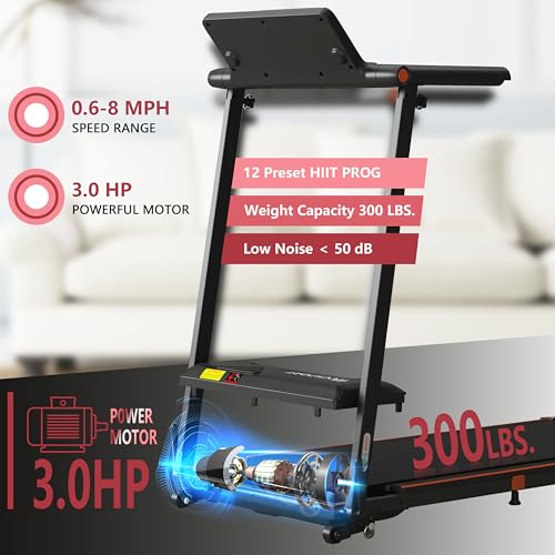 Image of Treadmill with Incline, 3 in 1 Under Desk Treadmill Walking Pad with Removable Desk Workstation 3.5HP Foldable Compact Walking Treadmills for Home Small Office with Wristband Remote Control